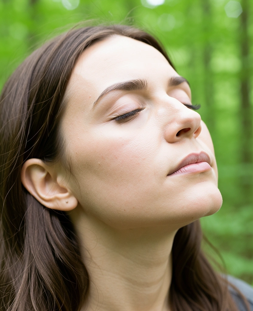 Persona conectando con sonidos naturales